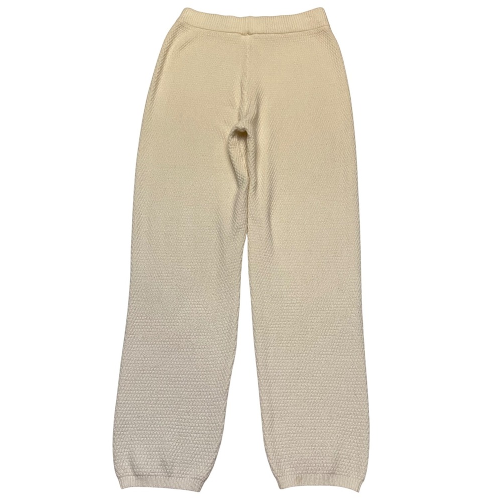 Cream Textured Honeycomb Knit Comfy Cozycore Lounge Sweater Pants Size M - Picture 7 of 8